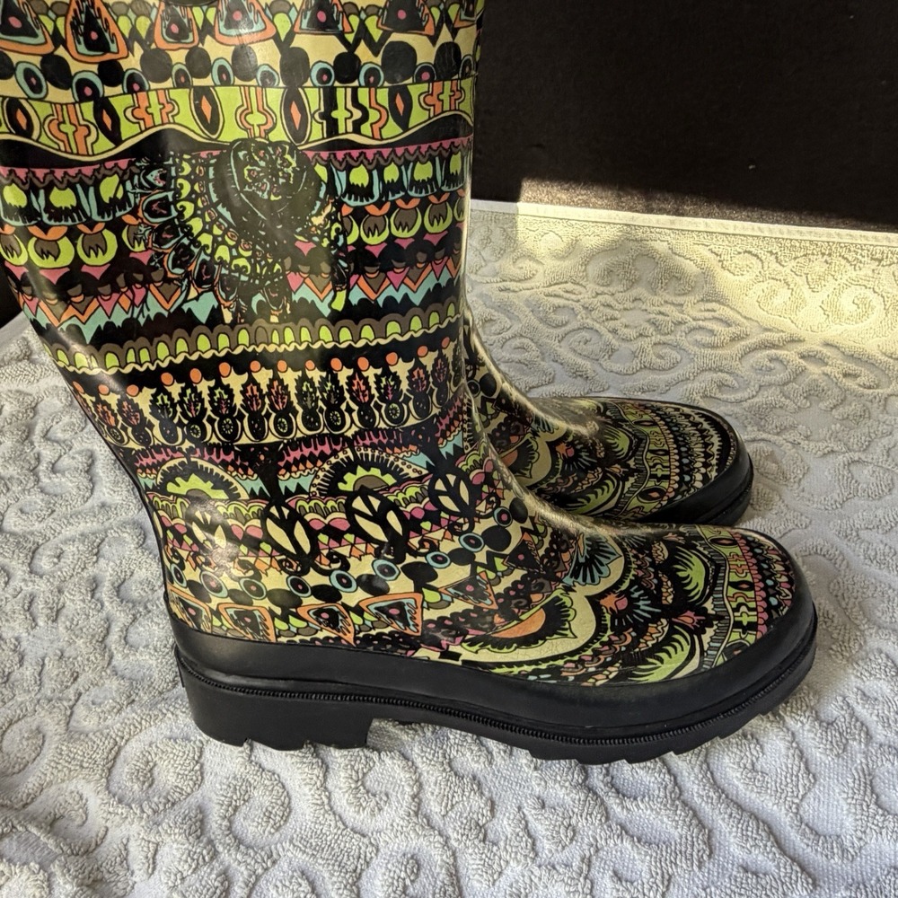 Women's Rain Boots SheSole Floral Print  Size 6 US EUC